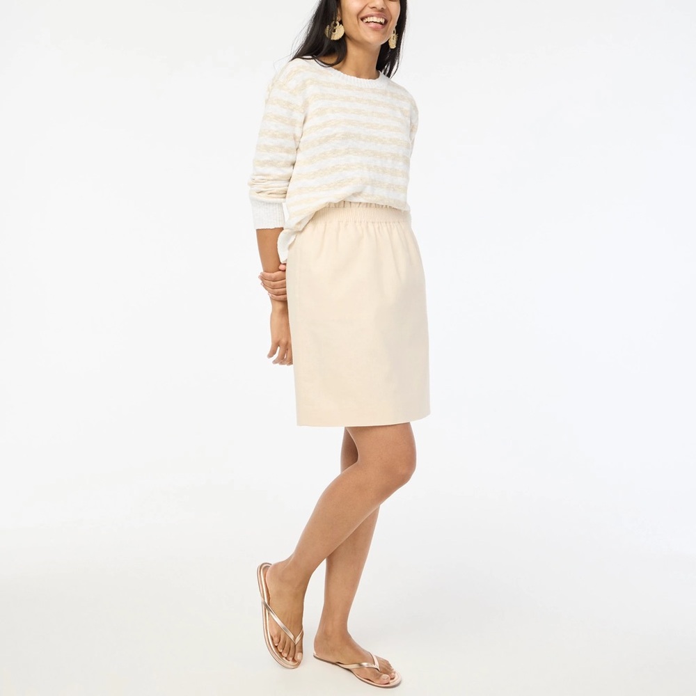 New J.Crew Factory Linen-Cotton Blend City Skirt, Khaki Ivory Casual Skirt, 16